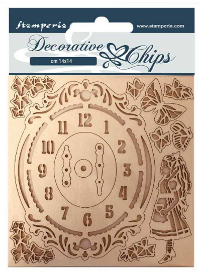 Fichas decorativas Stamperia - Alice Reloj